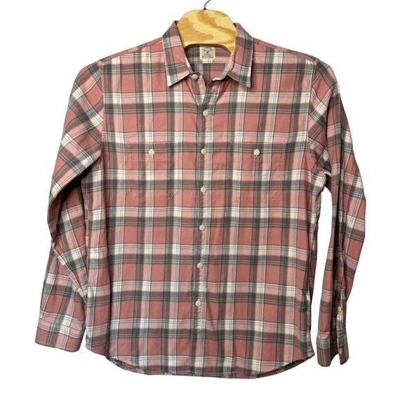 J.Crew Mens Casual Outdoor Flannel Button Down Shirt XL Cotton Pink Grey - Picture 1 of 9